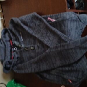 Avaalanche Charcoal Hooded Sweater with Button Accents